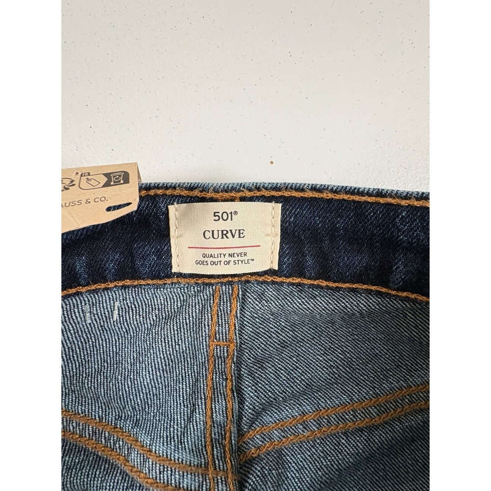 Levis 501 Curve Straight Leg Jeans Dark Wash Stretch Denim 27x30 NWT - Picture 5 of 7
